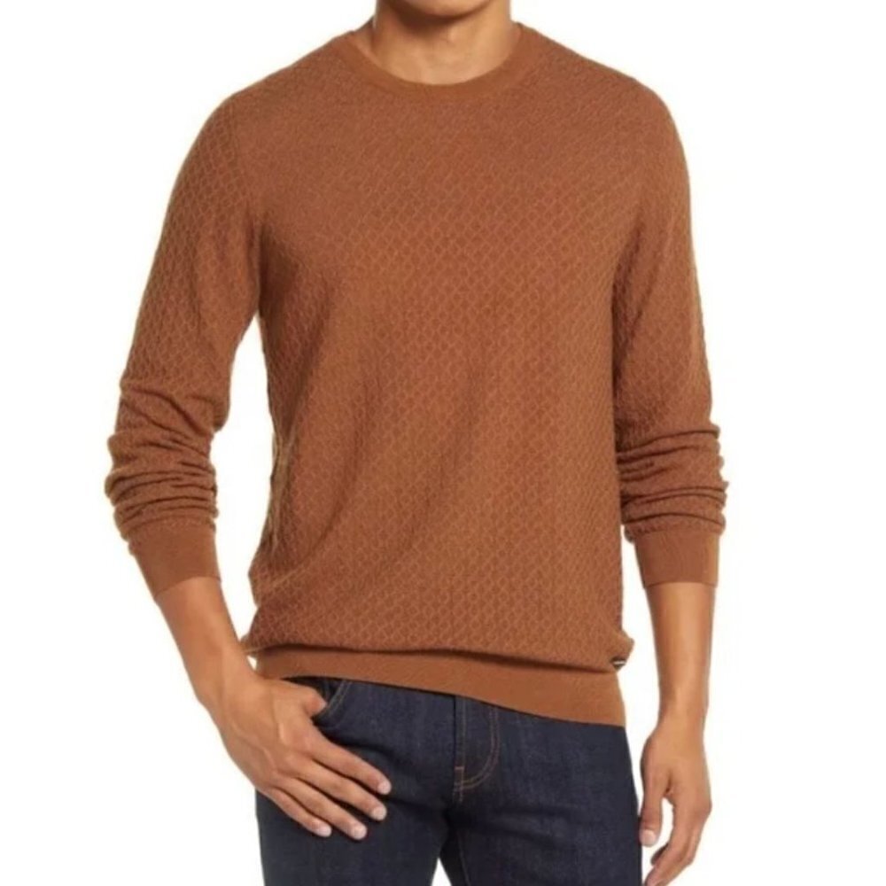 NWT BRAX FEEL GOOD Size 2XL Rick Crewneck Sweater Diamond Knit Merino/Silk